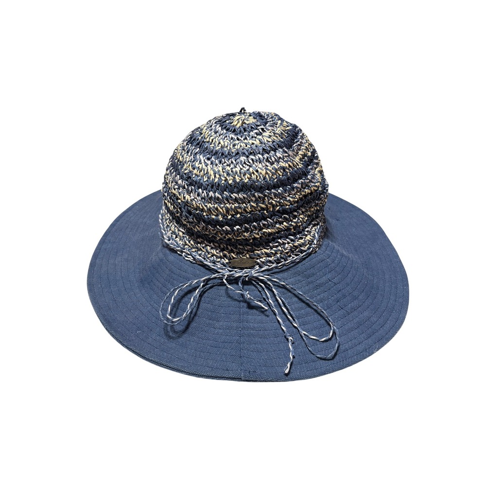 Scala Women Navy Blue Mixed Weave Wide Brim Sun Hat Handcrafted MARCSW66-ASST